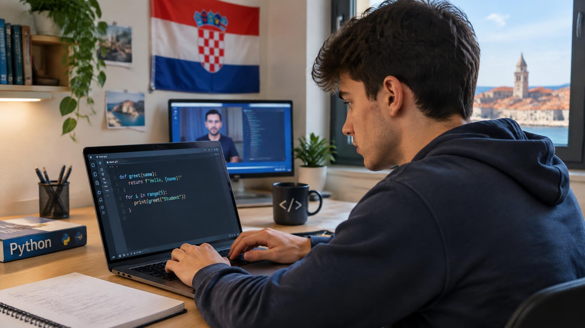 croatian student learning to code
