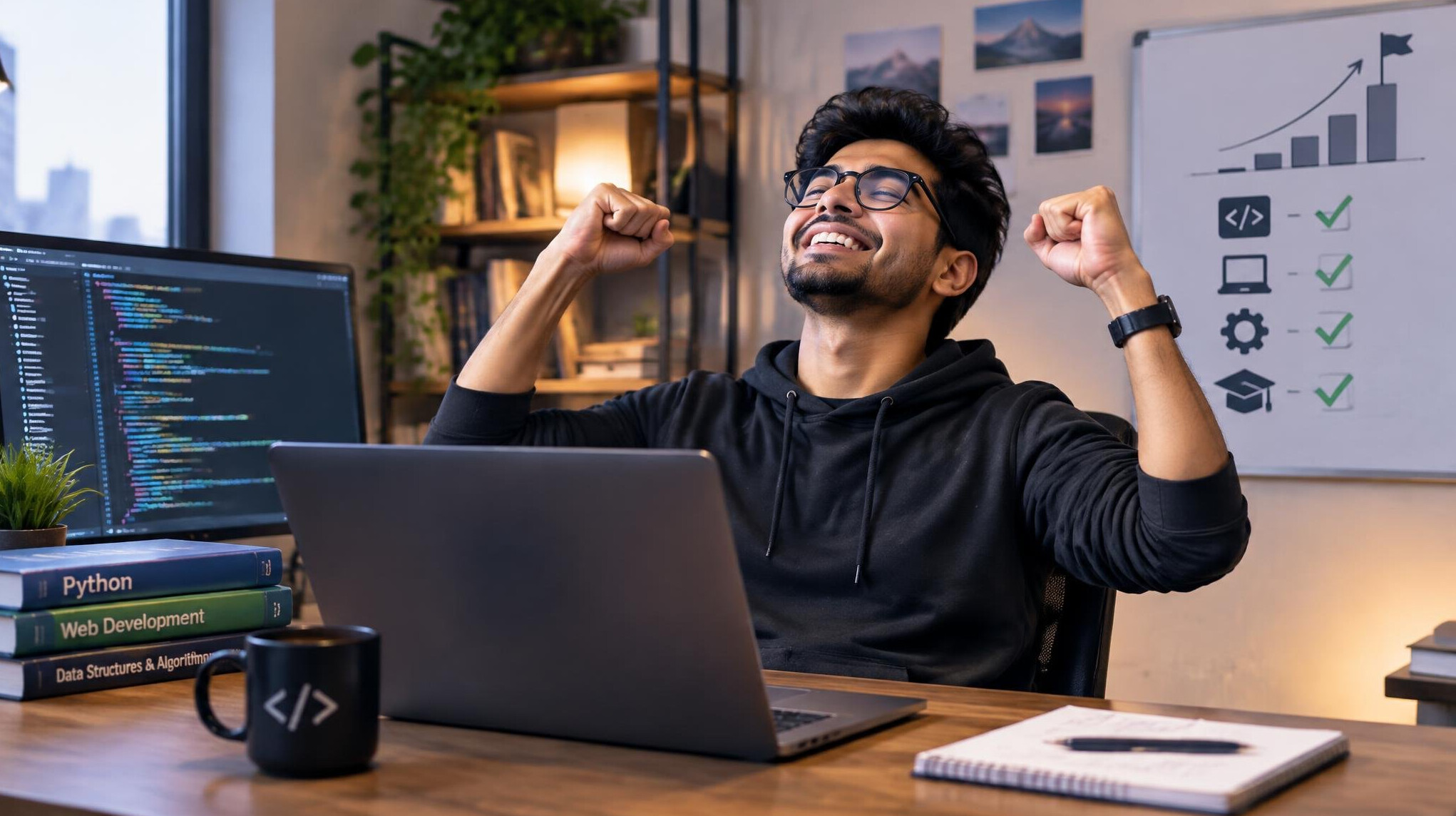 programmer celebrating success